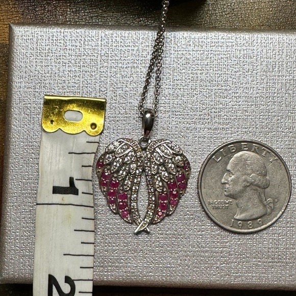Chuck clemency Ruby & white zircon angel wing pendant - Picture 6 of 7